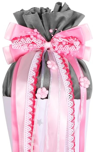 BOOMTOP Schleife Schultüte Mädchen Schultütenschleife Rosa Zuckertüten Schleife Schultüte Basteln Zubehör Pink Schultütendekoration Schulanfang Dekoration