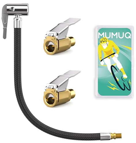 MUMUQ Ventilverlängerung Set, 2 Stück 8mm Autoventil Hebelstecker Air Chuck, 20cm Reifenfüller Schlauch Autoventil Adapter für Auto Fahrrad Motorrad Kompressor