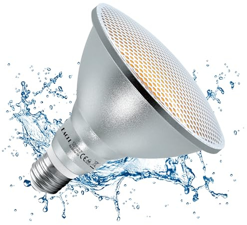 EACLL E27 PAR38 LED Warmweiß 18W Ersetzt 120W Halogen Glühlampe, 1 Stück. 1700lm 3000K Leuchtmittel AC 230V Flimmerfrei Energiesparlampe, IP65 Lichtwinkel 60° Reflektorlampen Ø122xH130mm Nicht Dimmbar