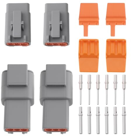 EMSea Kit connettore maschio e femmina a 3 pin serie DTM 4PCS con cunei e terminali DTM04-3P DTM06-3S per sistemi elettrici automobilistici