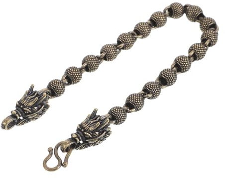 SAFIGLE Drachenperlenarmband Unisex aus Reinem Kupfer Mattierte Vintage Kupferperlen Modisches Retro Schmuckstück für Damen und Herren Alltagsschmuck