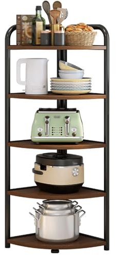 Wooden Etagere Shelf for Kitchen Living Room & Bedroom - Multi-Level Storage Rack with Rounded Corners (41.4 * 41.4 * 138cm) - Stylish & Functional Home
