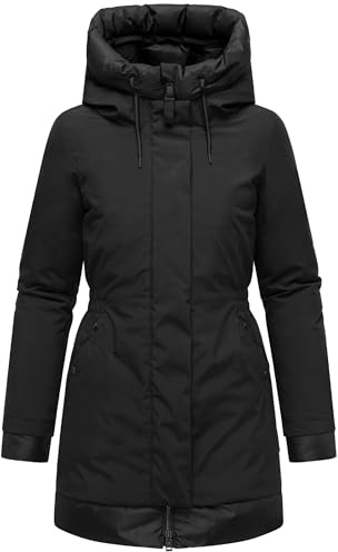 Navahoo Damen Wintermantel warmer Parka mit magnetischer Abdeckleiste und verstellbarer Kapuze Winterprinzessin 14 S-3XL