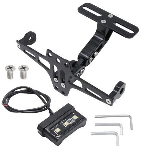 JUUDDENPARTS Corrosion-resistant Universal Licence Plate Frame, Adjustable Steering LED-illuminated Licence Plate Holder, Adjustable Motorcycle Licence Plate Frame