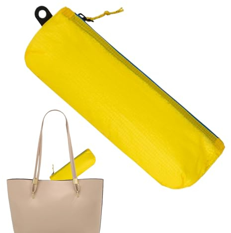 Sminkborstväska, bärbar organiserare för makeup, förvaringsväska med blixtlås, lätt material, resetillbehör för kvinnor och flickor, penna, skola, högskola, hem, affärsresa, 19 x 7 cm, gUL, Refer to