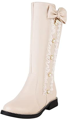Cowboystövlar dam medium hög, vinterstövlar dam läderstövlar dragkedja slip-stövlar fashionabla damstövlar enfärgade cowboystövlar med klack mellanrör stövlar eleganta stövlar, Beige, 38 EU