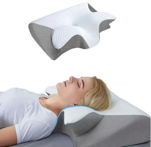 L'oreiller Orthopédique Orthonuit,Oreiller Ergonomique Cervical en Mousse à Mémoire de Forme 3D, en Forme de Papillon - Soutien Cou, Dorsal et Latéral, pour Bureau, Pauses et Dodo
