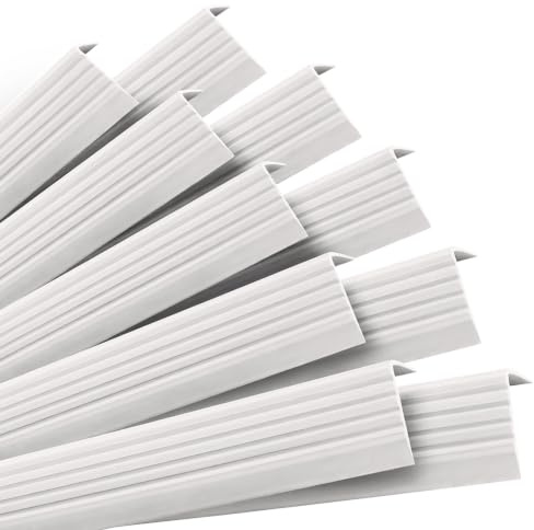 QUEST Selbstklebendes Treppenprofil Treppenkantenprofil 40x25 mm – PVC Stufenprofil mit Anti-Rutsch Rillen (Weiß, 10x100cm)