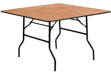 Flash Furniture Gerry 48 Square All-Occasion Wood Folding Event Table, Foldable Square Portable Banquet Table with Wooden Top, Natural