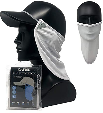 CoolNES - UV Sun Protection Neck Drape Adjustable Multifunctional 2 in 1 Face Covering for Outdoor Fishing - Unisex WhiteSL