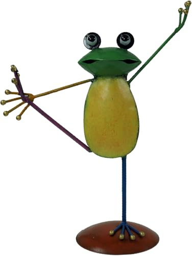 Deko Frosch Figur, Yogafrosch aus buntem Metall, 1 Stück, Design 2 | Lustige Dekofigur, farbenfrohes Design, idealer Blickfang, Metallmaterial