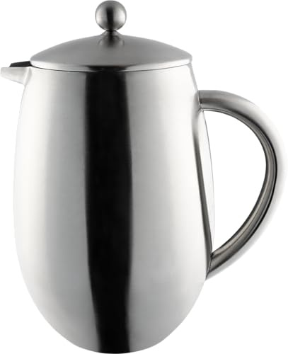 Café Olé BFD Cafetière, corps à double paroi en acier inoxydable 18/10 et filtre en maille, finition satinée, 1000 ml (8 tasses à espresso ou 4 mugs)