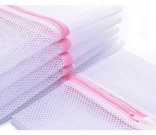 Homieco 4er Set Wäschebeutel für Waschmaschine Wiederverwendbare Netzbeutel Wäschesack mit Reißverschluss für BH, Unterwäsche, Socken, Strumpfhosen, Babysachen