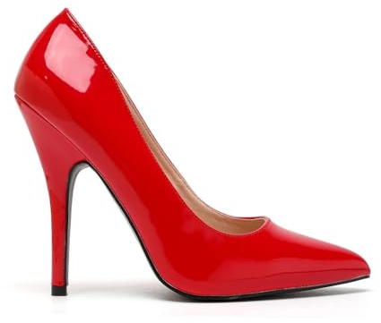 Gizelle Scarpe da Donna a Spillo con Tacco Alto a Punta da Donna, per Feste, Club, da Lavoro, Taglia 36-48, Brevetto Rosso, 43 EU