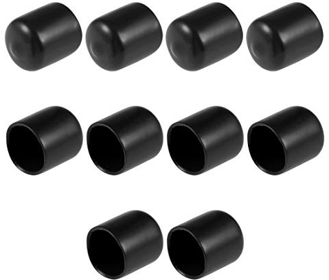 sourcing map Rubber End Caps 16mm ID Vinyl Round End Cap Black 10pcs | Protective Caps Vinyl Round End Cap Cover Screw Thread Protector