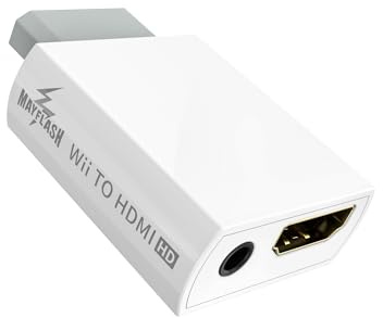 MAYFLASH Wii-zu-HDMI-Konverter 1080P für Full-HD-Geräte mit 3,5-mm-Audiobuchse und HDMI-Ausgang Kompatibel mit Wii, Wii U, HDTV, Monitor – unterstützt Wii-Anzeigemodi 720P, NTS