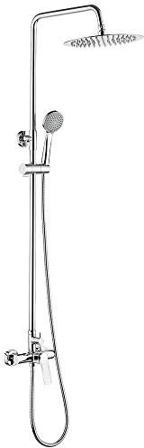 Ibergrif M17004 Columna Ducha Sistema, Duchas de Baño Columna con Rociador, Alcachofa, Manguera, Barra Ajustable y Soporte, Cómodo, 2 Experiencias de Baño, Cromo
