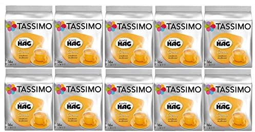 Tassimo Cafe HAG Crema Decafeinated Coffee 16 dosettes - Paquet de 10 (160 portions)