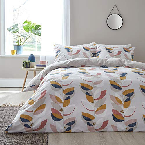 Bianca Layered Leaf Egyptian Cotton Double Duvet Set Natural