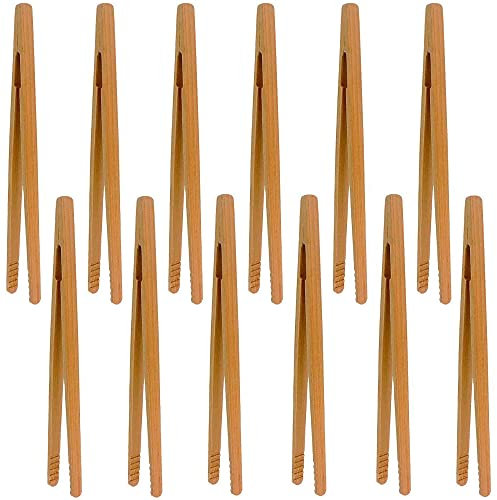Pinze di bambù，12 Pcs Pinze legno cucina Pinza in legno di bambù Pinze da cucina in bambù Pinza alimentare in bambù，per Cucinare, Pane, Tè Alla Frutta