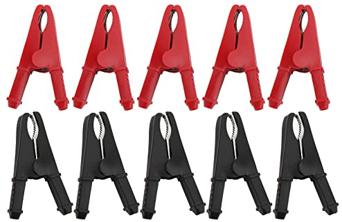 10 Uds Pinza de Cocodrilo Aislada para Cargador de Batería, Pinza de Prueba Eléctrica 30A, Pinzas de Cocodrilo, Pinzas de cocodrilo de batería de Coche