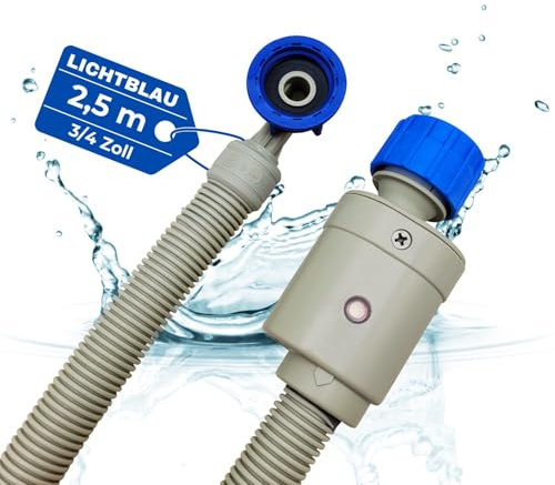 LICHTBLAU Manguera Aquastop I 2,5 m I 2990 Manguera de seguridad con certificación VDE para lavadoras y lavavajillas I 3/4 pulgadas con válvula de seguridad incluida