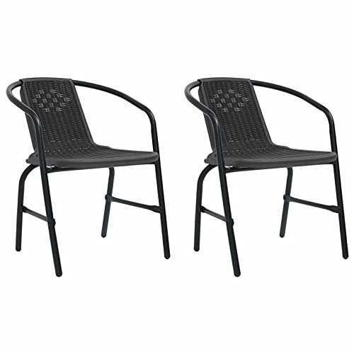 Tidyard 2 STK. Gartenstühle Essstuhl Gartensessel Terrassenstuhl Gartenmöbel Stühle Rattan-Optik Kunststoff und Stahl 110 kg