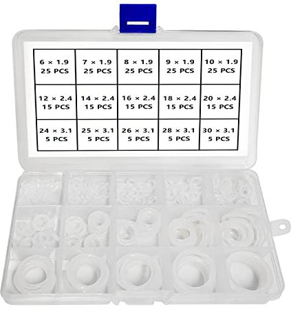 YIXISI 225 Stücke 15 Größen Weiß O-Ringe Sortimentskit, Metrische Dichtungsringe O-Ringe aus Silikon, für Sanitär-Unterlegscheiben und Auto-Schnellreparatur