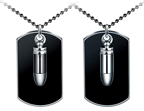 Feilok Halskette Herren mit Dog Tag Erkennungsmarke Patrone Bullet Anhänger Militär Stil Herren Kette aus Edelstahl für Männer Jungen