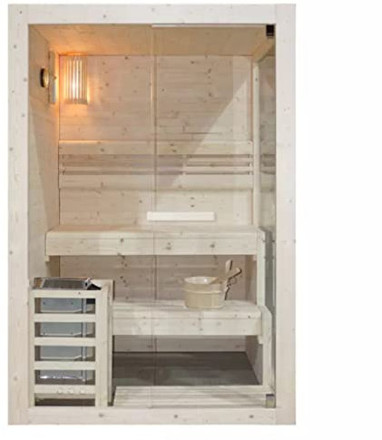 HORI® Moderne Sauna Heimsauna inkl. Saunaofen & Saunasteinen | 3,6 kW Ofen I 2 Personen
