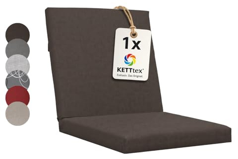 KETTtex Comfort Auflage Niederlehner dunkelgrau I Gartenstuhl Polster 100x50x4/7cm I hochwertige und Pflegeleichte Sesselauflage I Wetter- und formbeständige Stuhlauflage I KTH2 Sitzauflage
