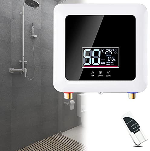 BLANKX Chauffe-Eau instantané électrique, Salle de Bain Chauffe Eau instantané électrique sans réservoir, Mini Chauffe Eau instantané sous évie,pour Douche Cuisine,Black-7500Wto220V