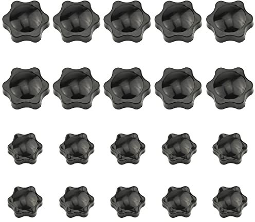 GTIWUNG 20 Stück Rändelgewinde Klemmknopf Knebelmutter M4 M6 M8 M10, Sterngriff, Handknöpfe in Sternform Schwarzer Kunststoff Griff Klemmknopf Sternform-Handknöpfe Sterngriffmutter