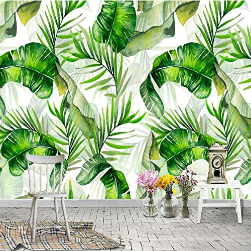 Stickers Muraux 3D Feuille De Bananier Plante Verte Fond Chambre Autocollant Mural Décalcomanie Décor À La Maison Art Mural Papier Peint Peler Et Coller Amovible Salon Pépinière Déco 350(L)x256(H)cm
