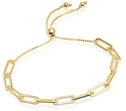 LeCalla 925 Sterling Silber Italienisch einstellbare Bolo Slider Büroklammer Link Kette Armband für Frauen