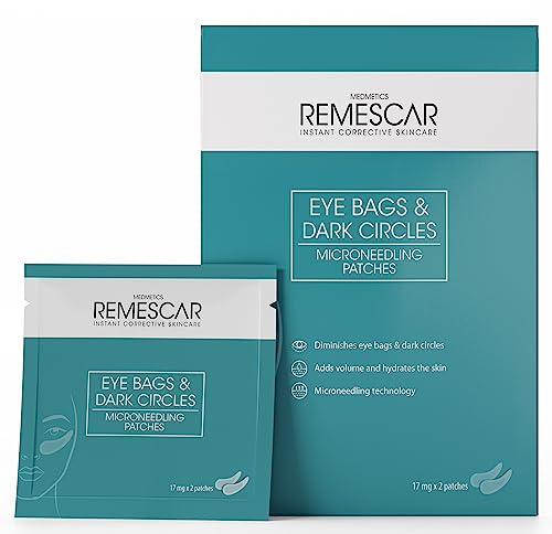 Remescar Augenringe Microneedling 17mg x 2 Patches – Anti-Aging Unter-Augen Patches mit selbstauflösenden Mikronadeln – Ergebnisse in 2 Wochen – Einmalgebrauch | Selbstauflösende Hyaluronsäure-Nadeln mit Koffein, Niacinamid & Kollagenpeptiden Klinisch nachgewiesen in 2 Wochen.