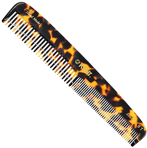 Kent Pettine districante 9T a denti fini e denti larghi, grande pettine fatto a mano e tagliato a sega, pettine per capelli bagnati da donna, durevole pettine per la toelettatura da uomo, realizzato