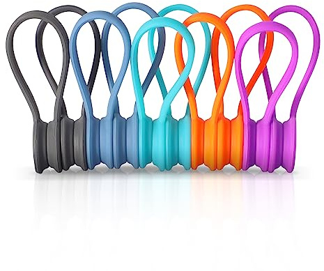 Xrkuu Magnetische Kabelbinder 10 Stück, Wiederverwendbare Silikon Kabel Clips, Magnetische Kabelhalter zum Organisieren von Ladekabeln, Kopfhörern und Drähten(Mehrfarbig)