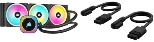 Corsair iCUE LINK H150i RGB Liquid CPU Cooler Bundle - 360mm AIO - Drei QX120 RGB Lüfter - iCUE LINK System Hub - iCUE LINK Slim 200mm Straight/Slim 90° Kabel - Schwarz