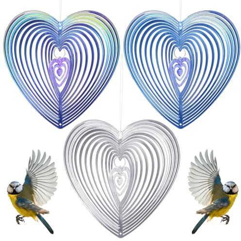 Fahibin 3Pcs Bird Deterrent,Reflective Bird Deterrent,Reflective Bird Scarer, Reflective Wind Spiral Bird Repellent,Keep Birds Away From Your Trees, Garden