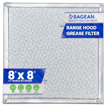Bagean Stove Vent Filter 8x8 inch BCC024600 Compatible with Ventline Range Hood Filter Replacement for Kitchen Exhaust Fan - Aluminum Screen Blocks Grease & Filters Over Oven Air (1-Pack)
