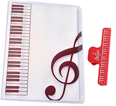 ibasenice 40feuilles Pochette De Rangement Pour Partitions Avec Clip Rouge Étanche Et Transparente Idéale Pour Bureau École Et Maison Pour Documents Et Partitions Musicales