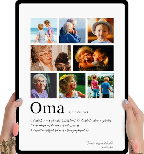 Elbeffekt Personalisiertes Fotogeschenk auf Holz für Oma - Beste Oma-Geschenke zum Geburtstag und Weihnachten - 8 Bilder