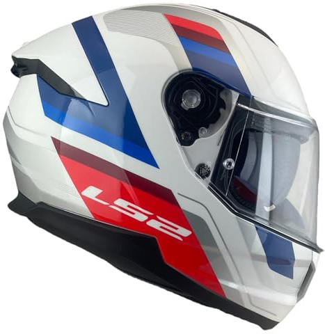 DOBLE XX LS2 Helm Integralhelm KPA FF808 Stream II, Größe L (59/60), Vintage, Weiß, Blau, Rot