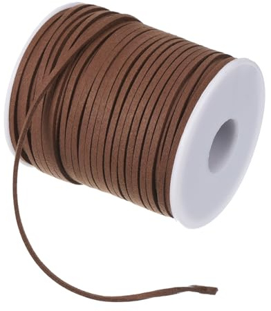 PATIKIL 2,65mm x 45m Cordino in Pelle Scamosciata Cordoncino Pelle Scamosciata Nastro Corda Finta Pelle Artigianato Floreale Pizzo per Bracciali Regalo Creazione Gioielli, Scuro Marrone