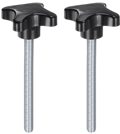 QUARKZMAN 2 Stück Rändelschrauben mit Kreuzgriff M10 x 100mm Sterngriffschraube Kunststoff Knopf Verzinkter Kohlenstoffstahl Gewinde Klemmschraube Sterngriffmutter Klemmknopf für Maschine