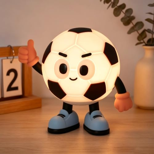NICE POINT Veilleuse Enfant Rechargeable Football, Lampe Foot Veilleuse Bébé Silicone RGB avec 7 Couleurs, Veilleuse LED Tactile Chambre Enfant, Déco Chambre Bébé Garçon, Cadeau Foot Anniversaire