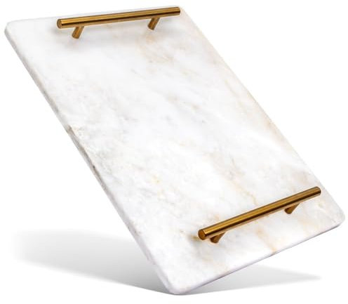 Tagliere in marmo – Tagliere in pietra con manico – Tagliere in marmo 30,5 x 40,6 cm – Tagliere in marmo bianco – per salumi, formaggi, pasta, dessert, tagliere in marmo per cucina (grande)