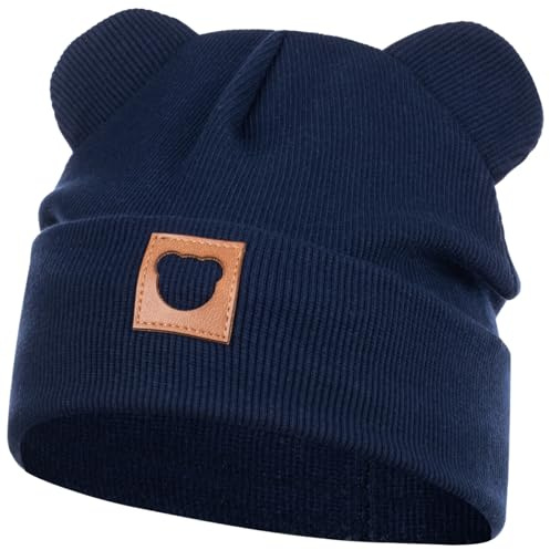 Smarilla Mütze Übergangsmütze Junge Mädchen Herbstmütze Frühlingsmütze Beanie Ohren gerippt