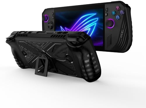 Palumma Schutzhülle aus TPU für ASUS Rog Ally X 2024 Gaming Handheld Soft Gel Game Console Case für ASUS Rog Ally X 2024 Gaming Handheld mit Ständer (Schwarz)